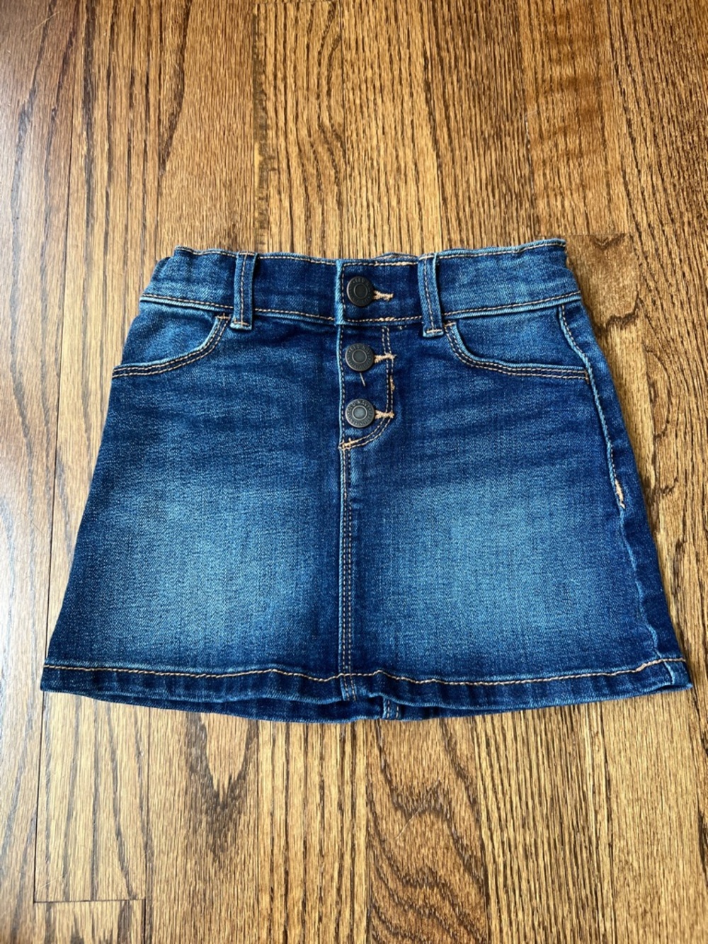Dark Wash Denim Button-Front Skirt